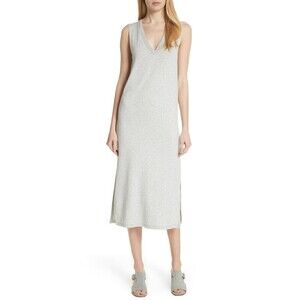 Rag & Bone Phoenix V Neck Sleeveless Midi Tank Dress Grey Modal Blend Small